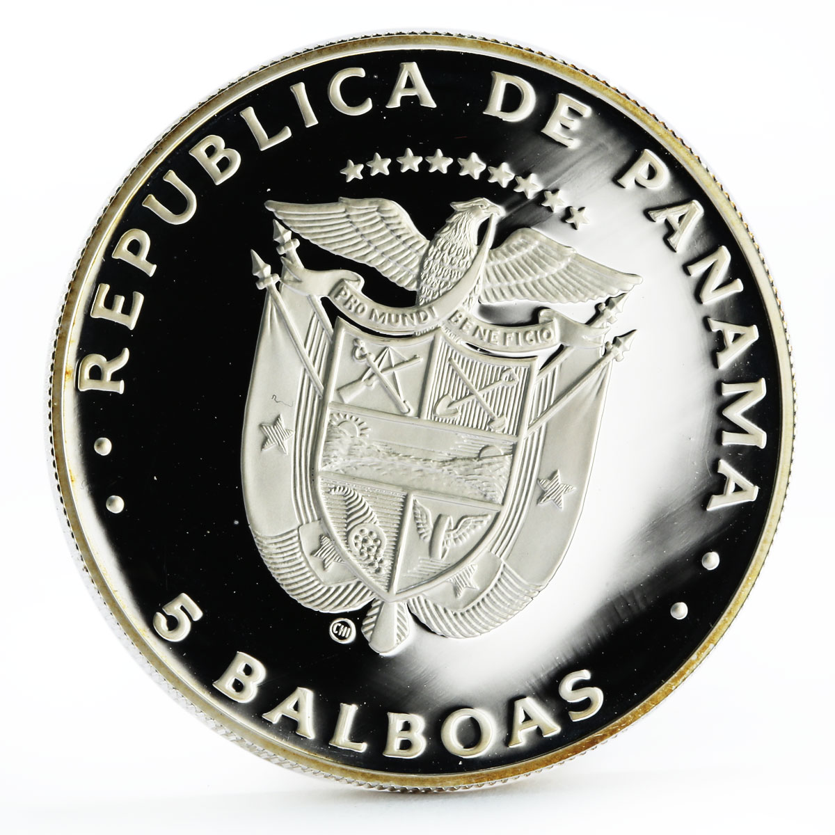 Panama 5 balboas Football World Cup in Spain Championship proof silver coin 1982