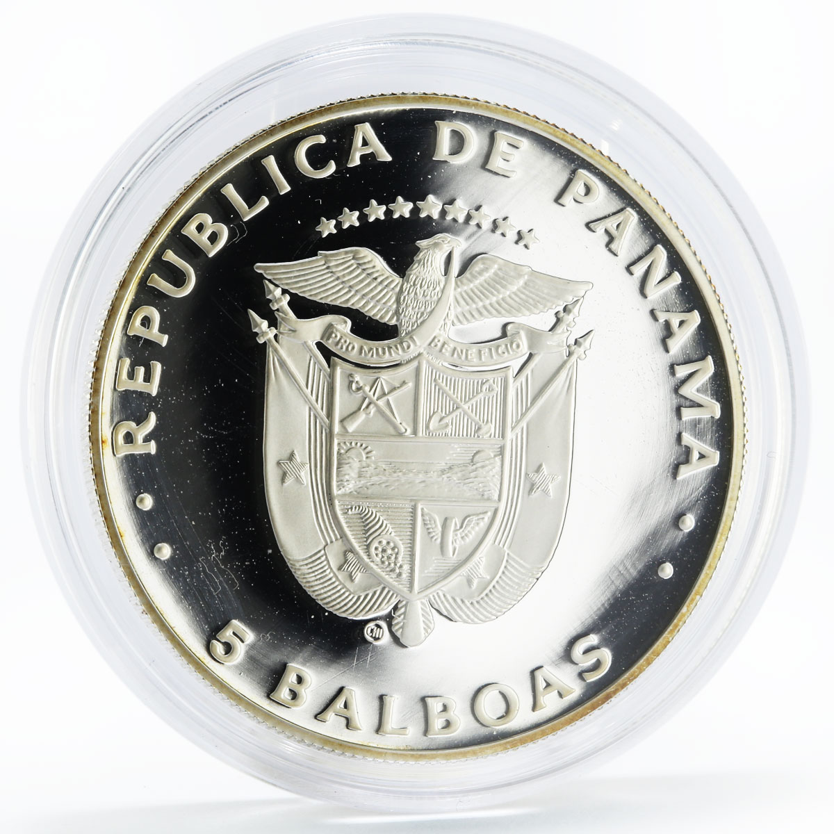 Panama 5 balboas Football World Cup in Spain Championship proof silver coin 1982