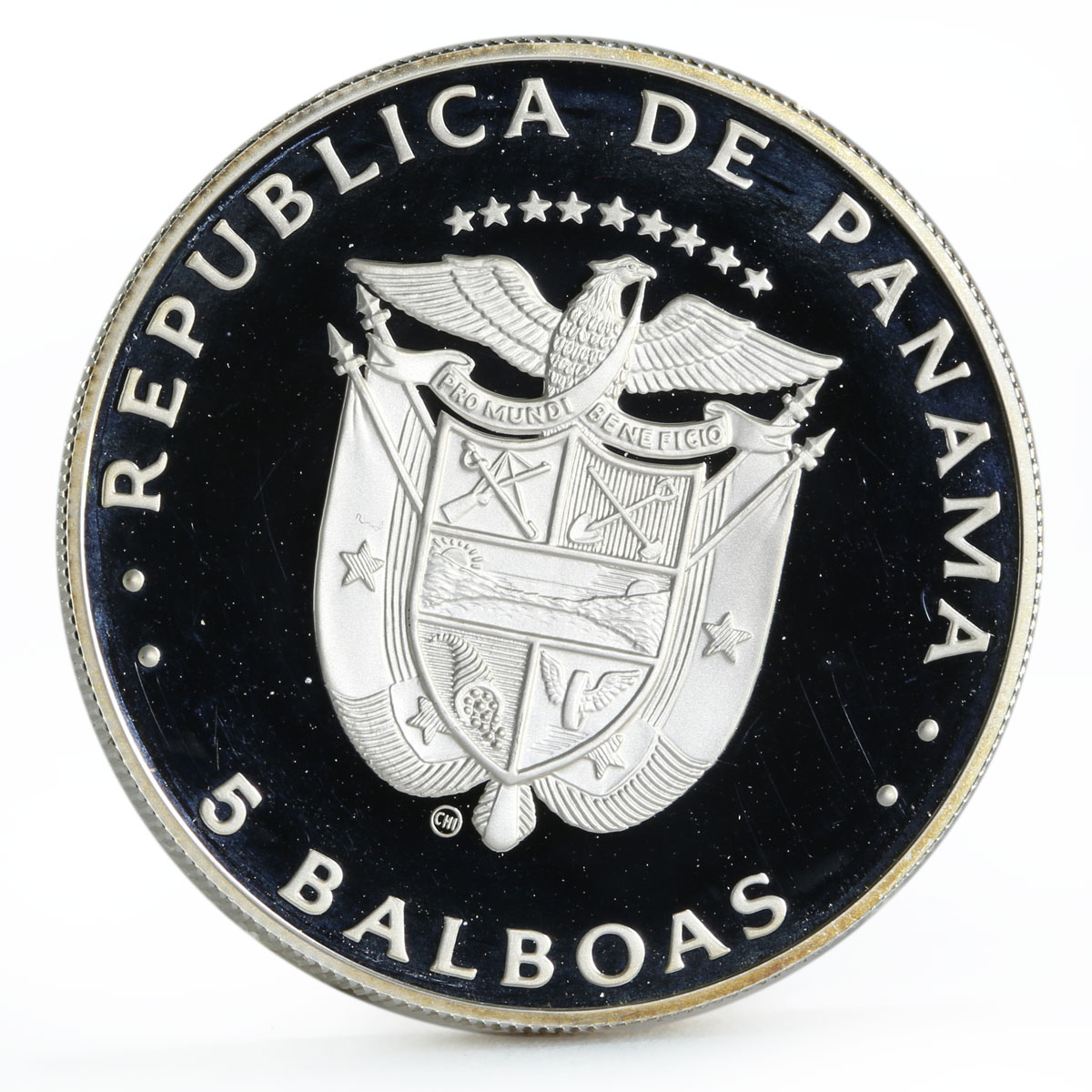 Panama 5 balboas Football World Cup in Spain Championship proof silver coin 1982