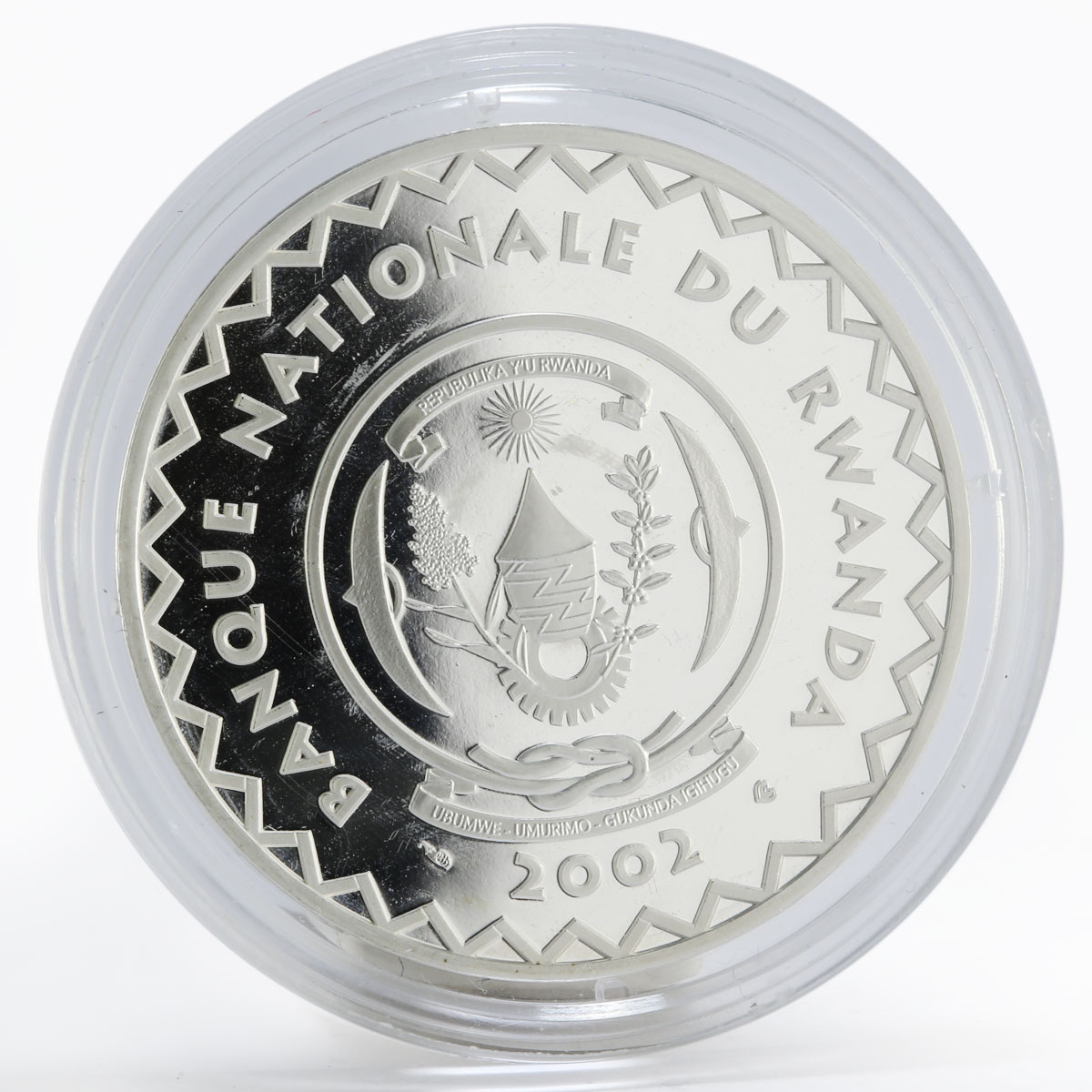 Rwanda 500 francs Local Fruits series Stalk of Bananas proof silver coin 2002