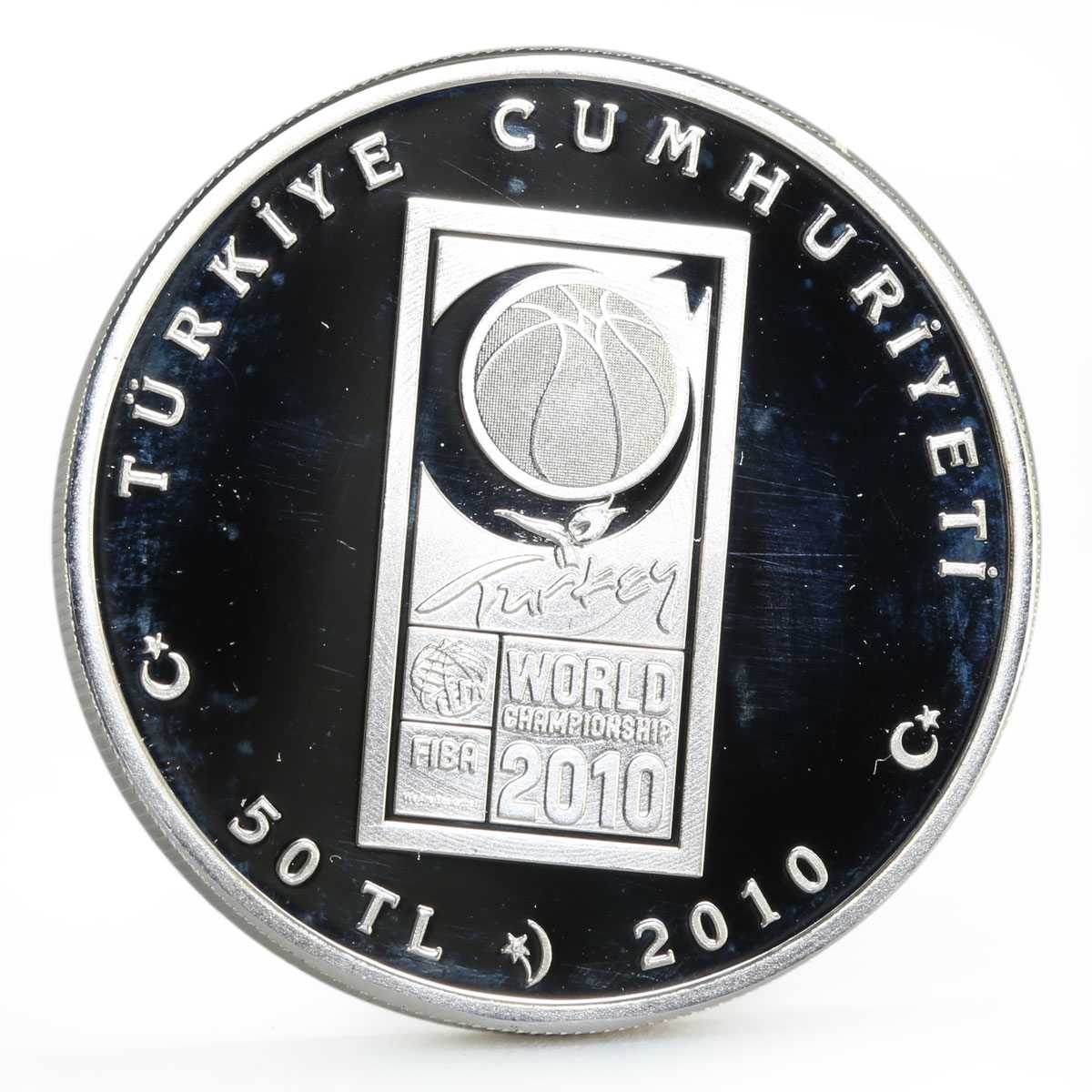 Turkey 50 lira 16th Basketball World Cup in Turkey proof silver coin 2010