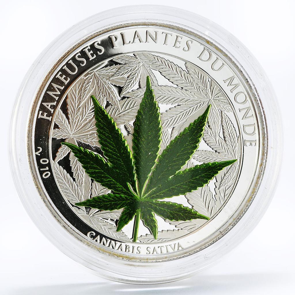 Benin 100 francs Famous World Plants series Cannabis Sativa CuNi coin 2010