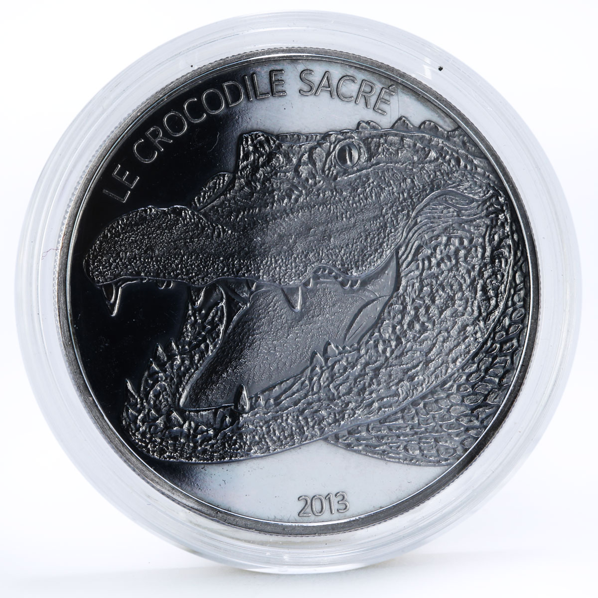 Burkina Faso 1000 francs Holy Crocodile Sacre in Dark Datina silver coin 2013