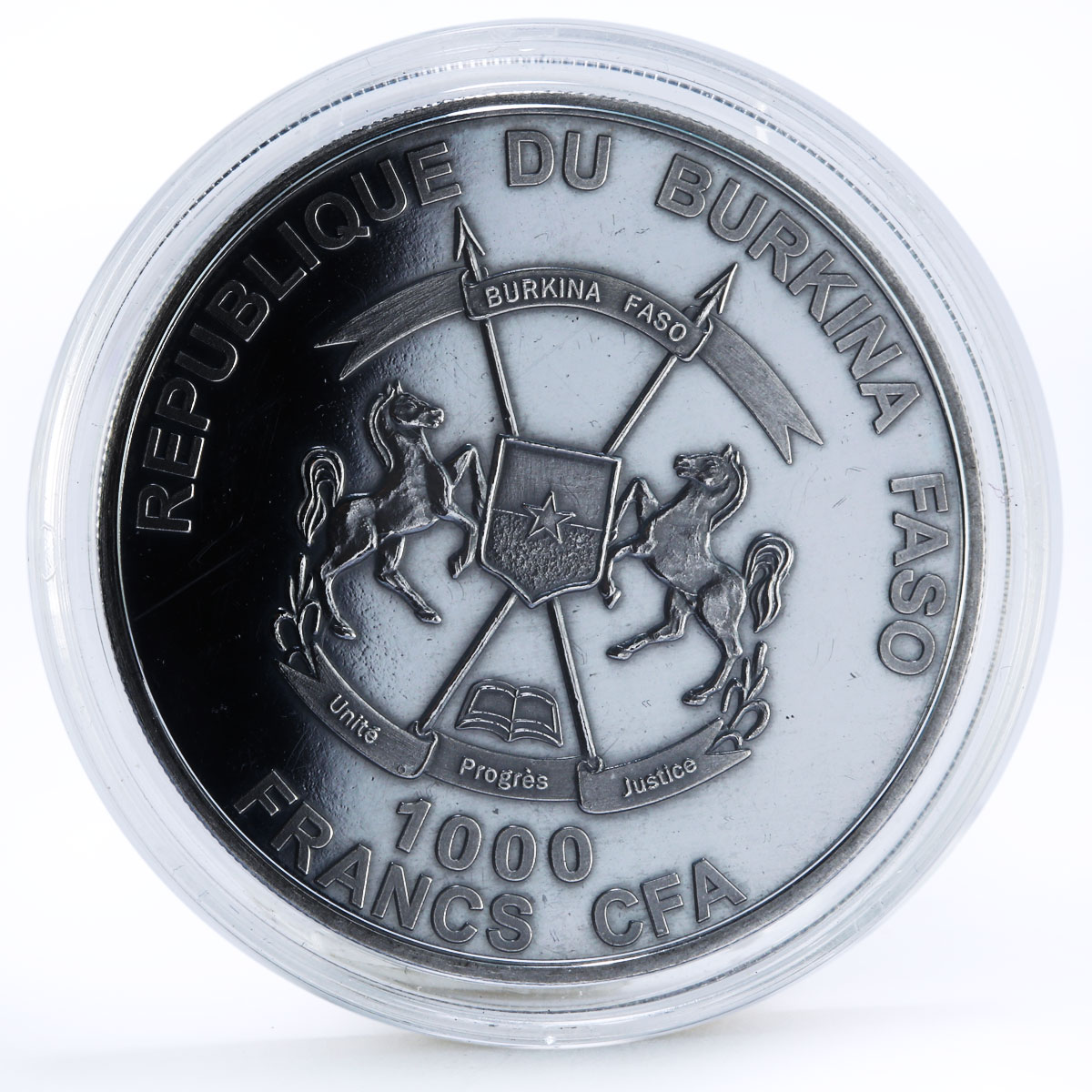 Burkina Faso 1000 francs Holy Crocodile Sacre in Dark Datina silver coin 2013