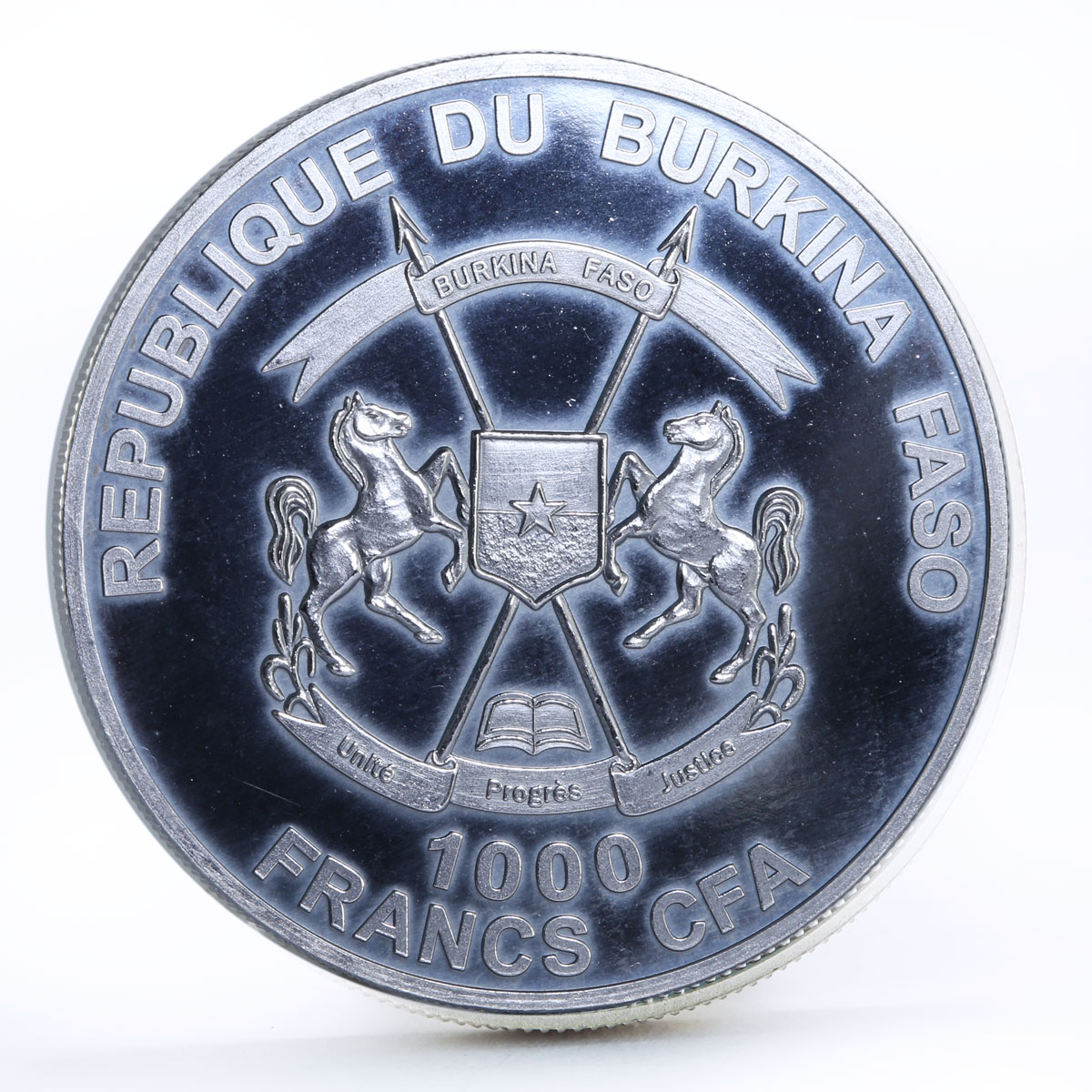 Burkina Faso 1000 francs Holy Crocodile Sacre in Dark Datina silver coin 2013