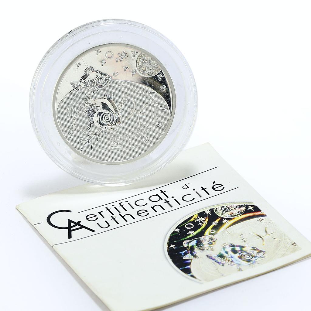 Cameroon 500 francs Zodiac Signs series Pisces hologram silver coin 2010