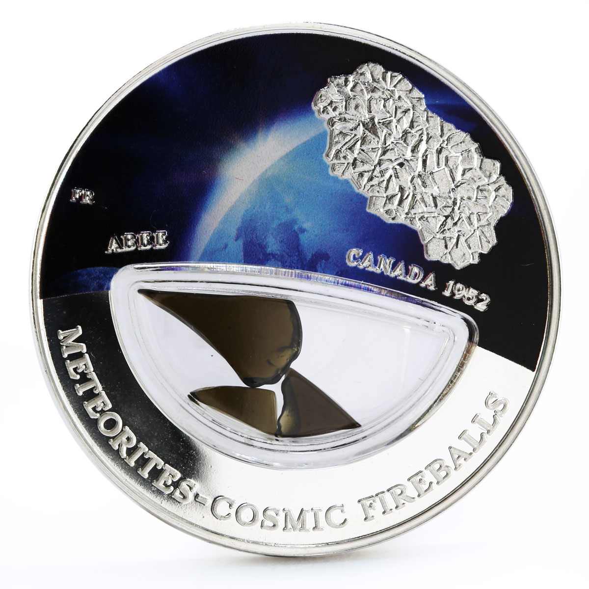 Fiji 10 dollars Meteorites series Canadian Abee colored proof silver coin 2012