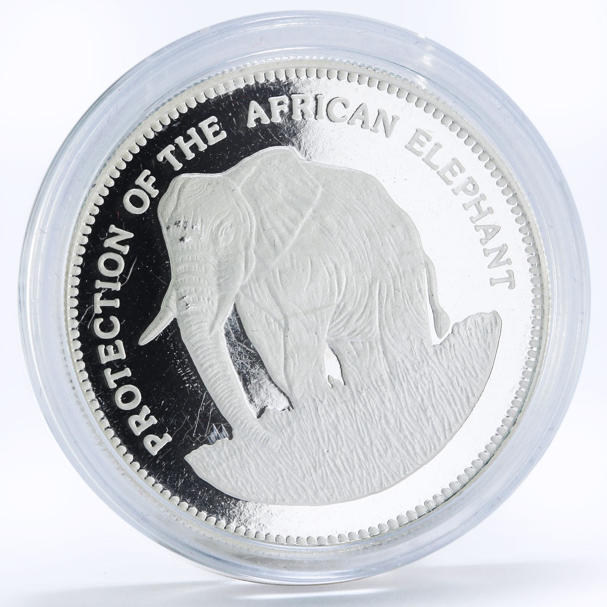 Equatorial Guinea 7000 francos Protect the African Elephant silver coin 1993
