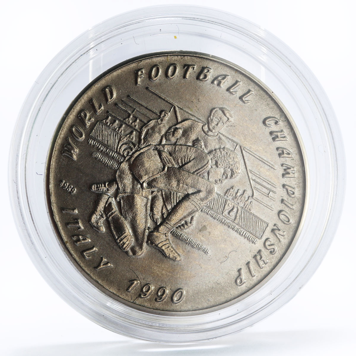 Laos 10 kip Football World Championship in Italy CuNi coin 1989