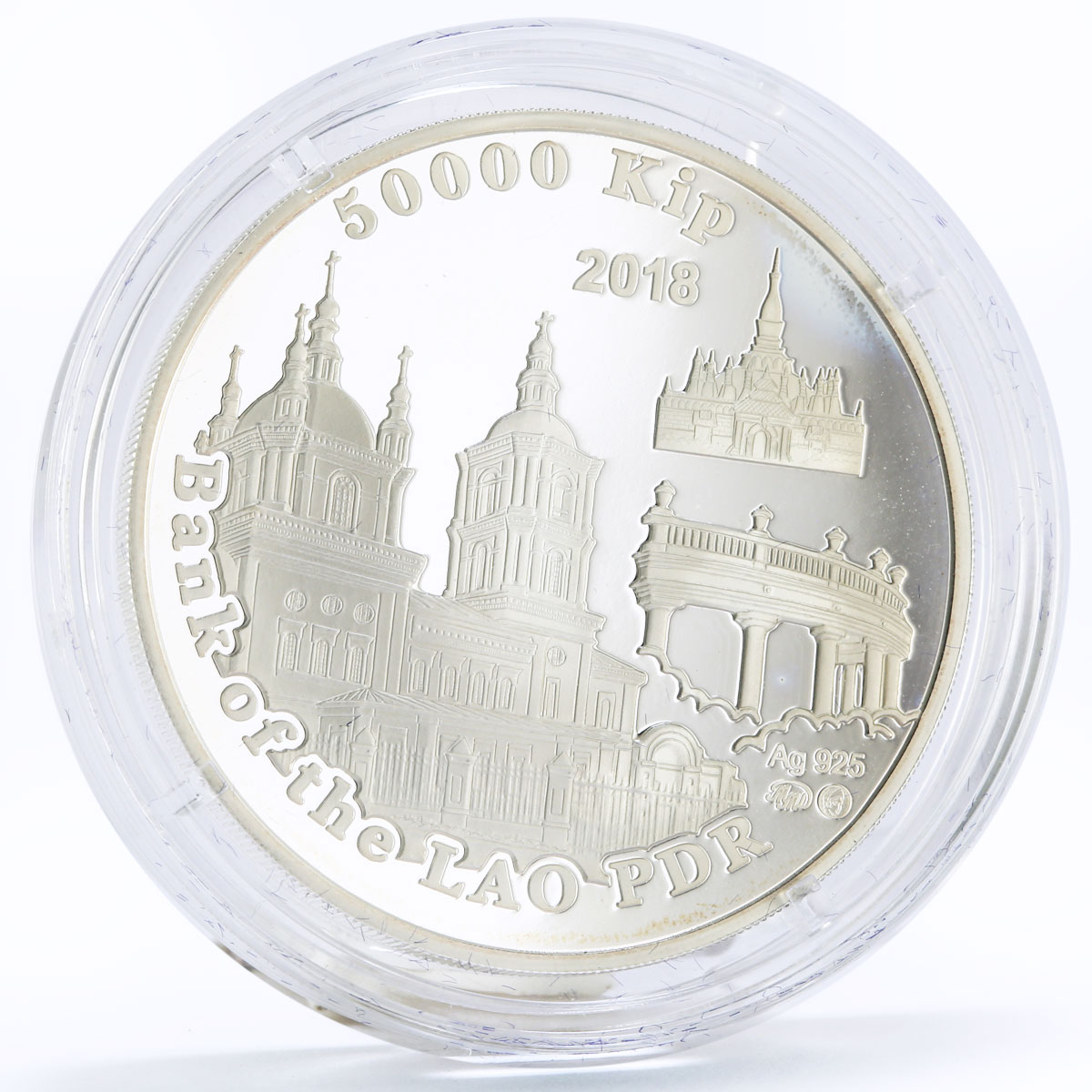 Laos 50000 kip Russian Cities series Novokuznetsk Horse silver coin 2018