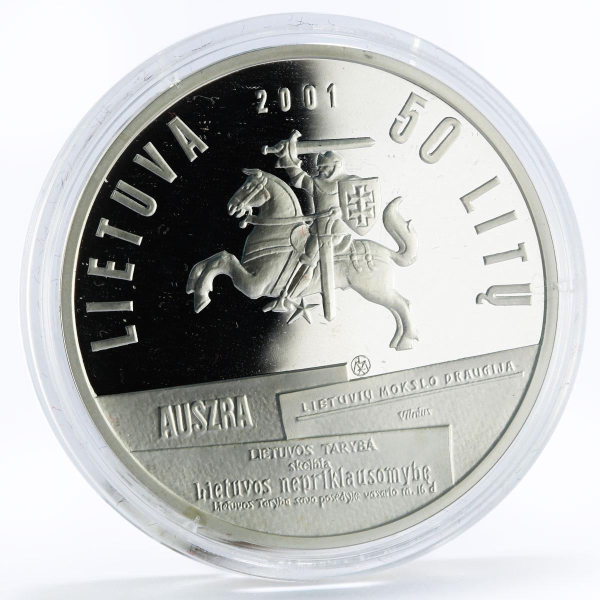 Lithuania 50 litu 150th Anniversary of Jonas Basanavicius proof silver coin 2001