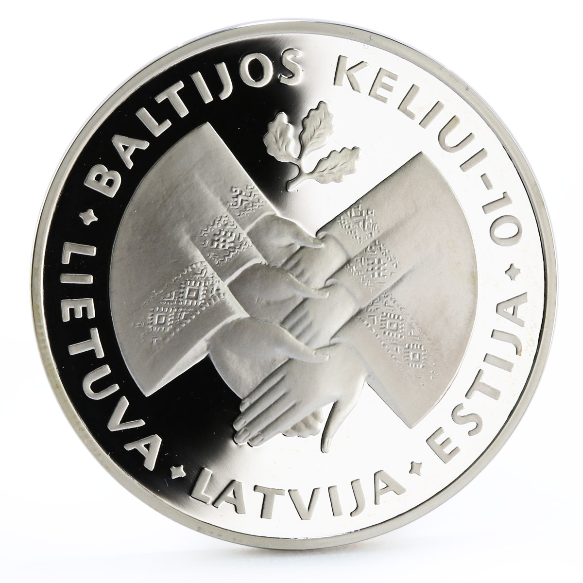 Lithuania 50 litu 10th Anniversary of the Baltic Way proof silver coin 1999