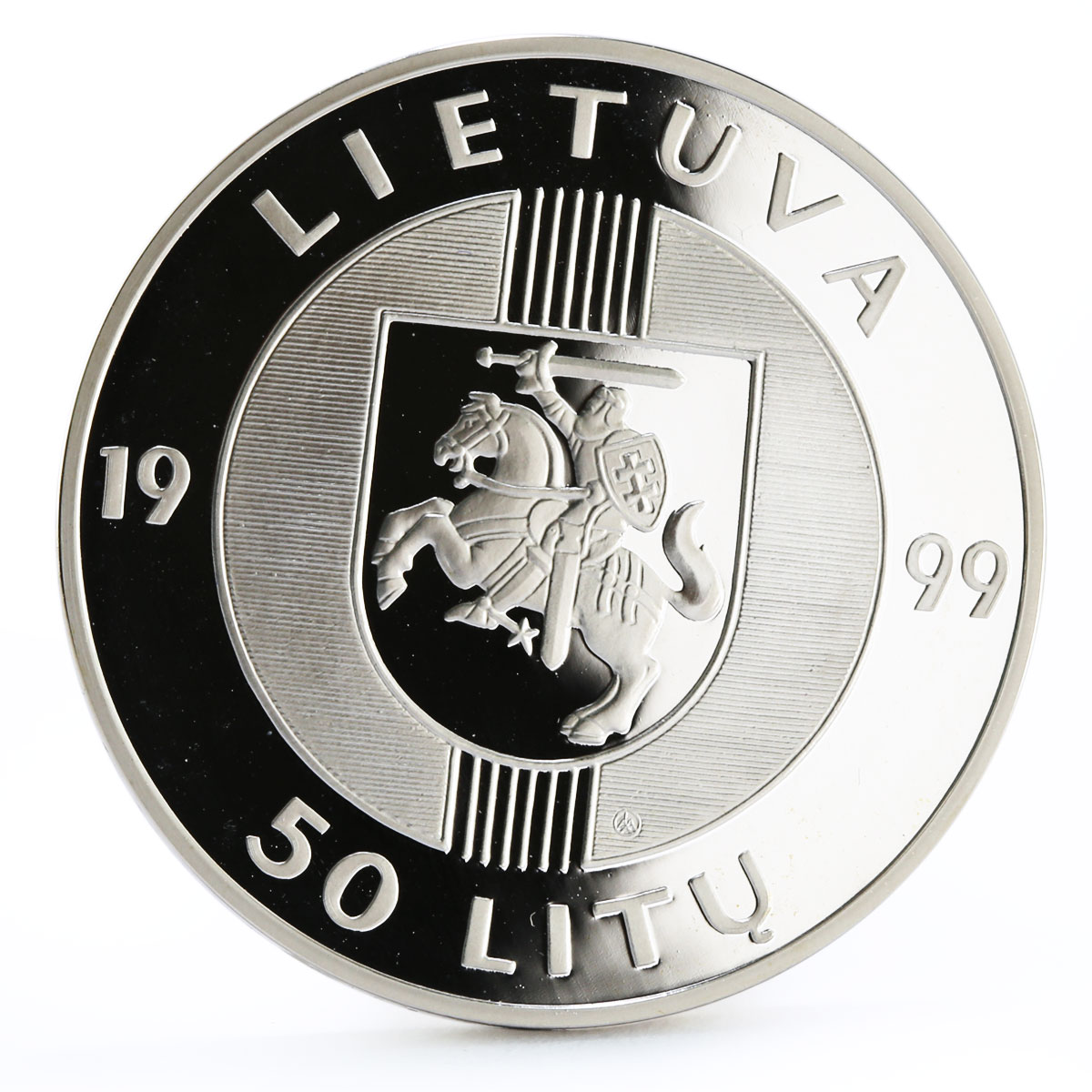 Lithuania 50 litu 10th Anniversary of the Baltic Way proof silver coin 1999