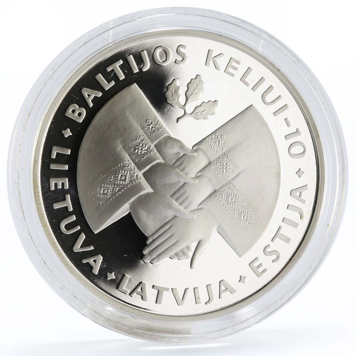 Lithuania 50 litu 10th Anniversary of the Baltic Way proof silver coin 1999