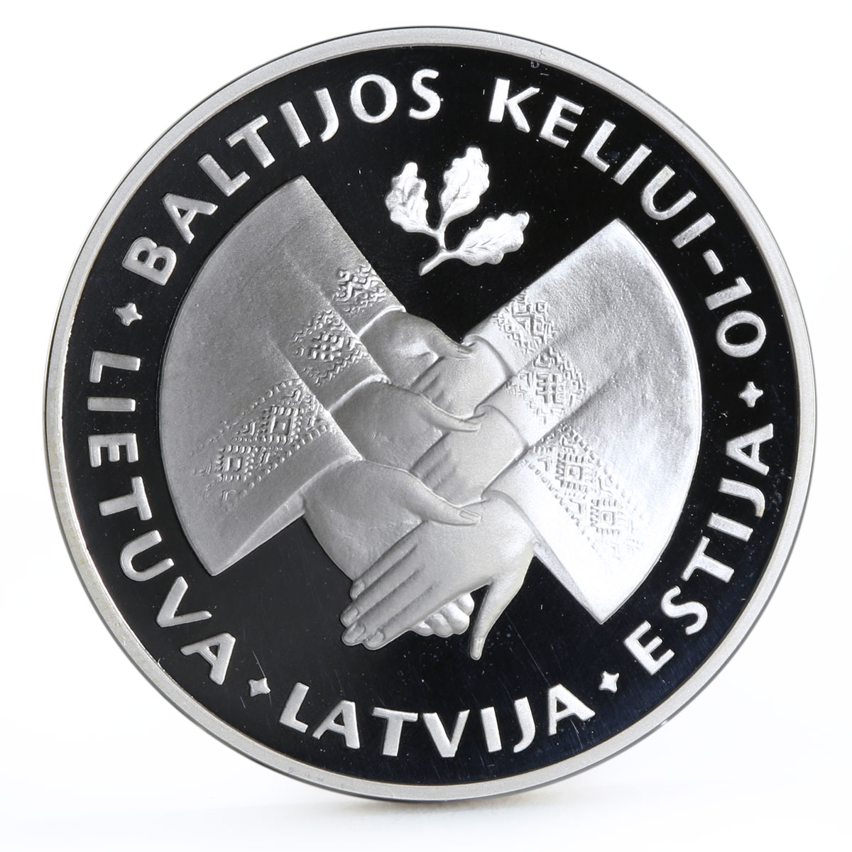 Lithuania 50 litu 10th Anniversary of the Baltic Way proof silver coin 1999