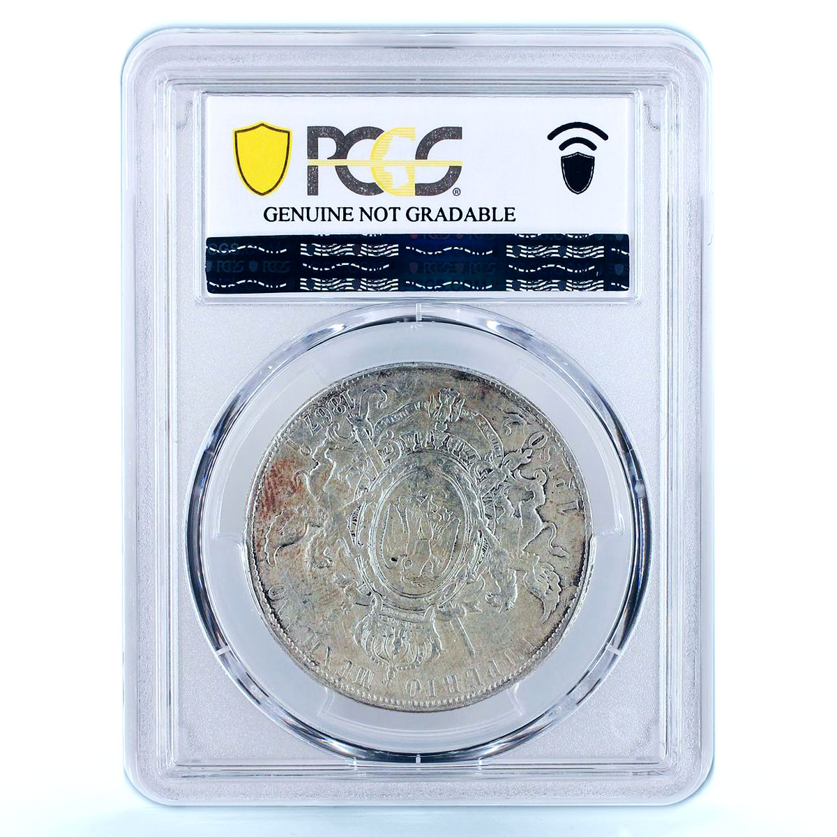 Mexico 1 peso Maximilian Maximiliano I KM-388.1 VF Detail PCGS silver coin 1867