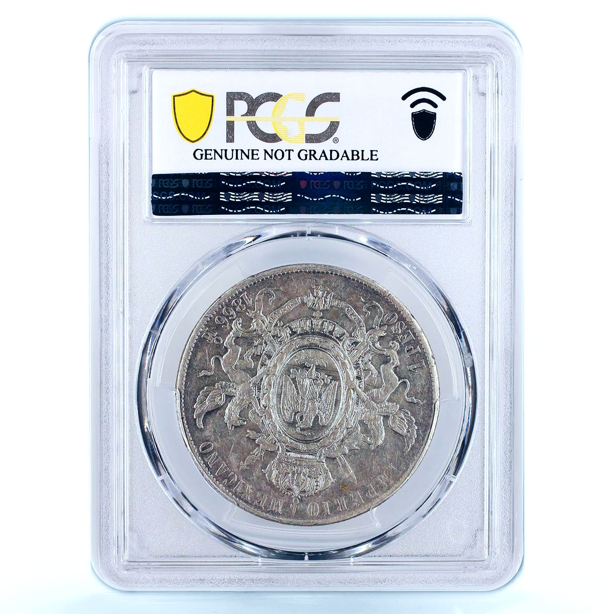 Mexico 1 peso Maximilian Maximiliano I KM-388.1 XF Detail PCGS silver coin 1866