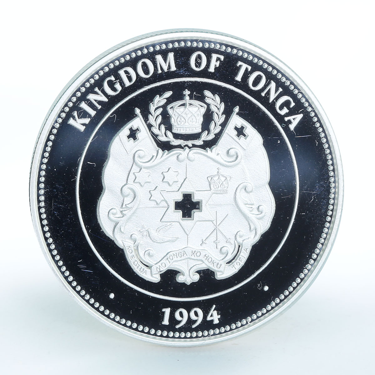 Tonga 1 pa anga World Cup USA soccer silver coin 1994