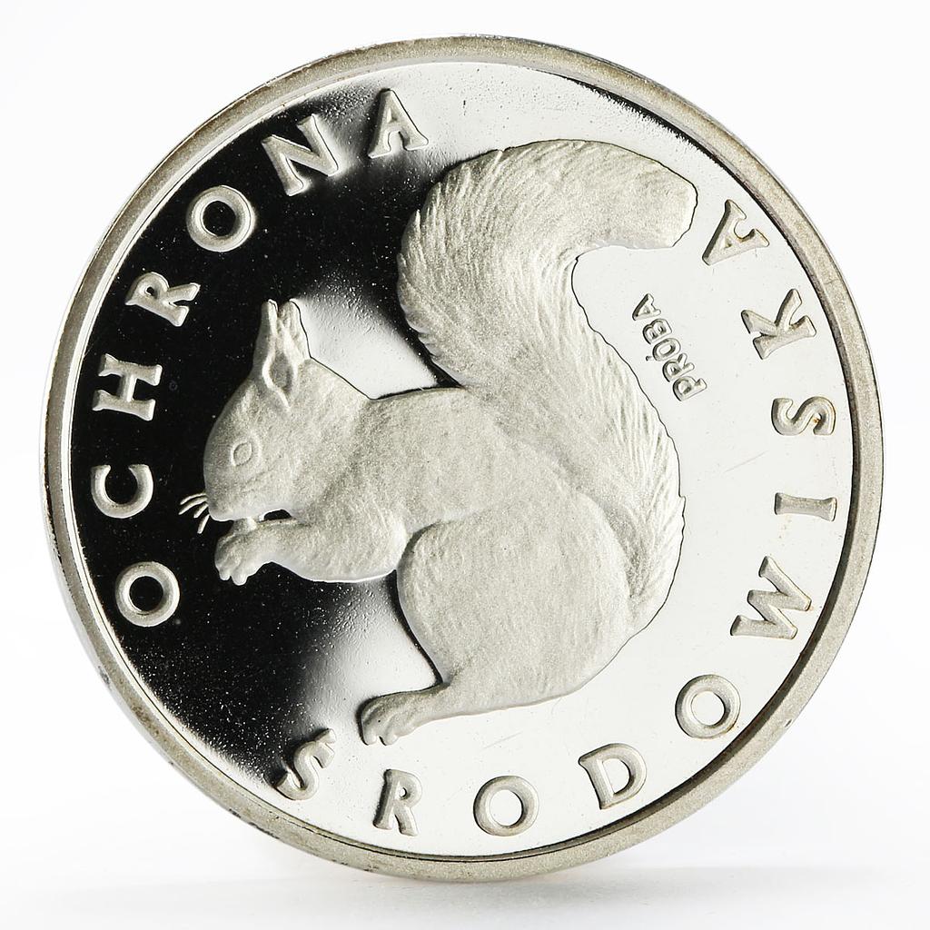 Poland 1000 zlotych Animal series Squirrel proba trial proof silver coin 1985