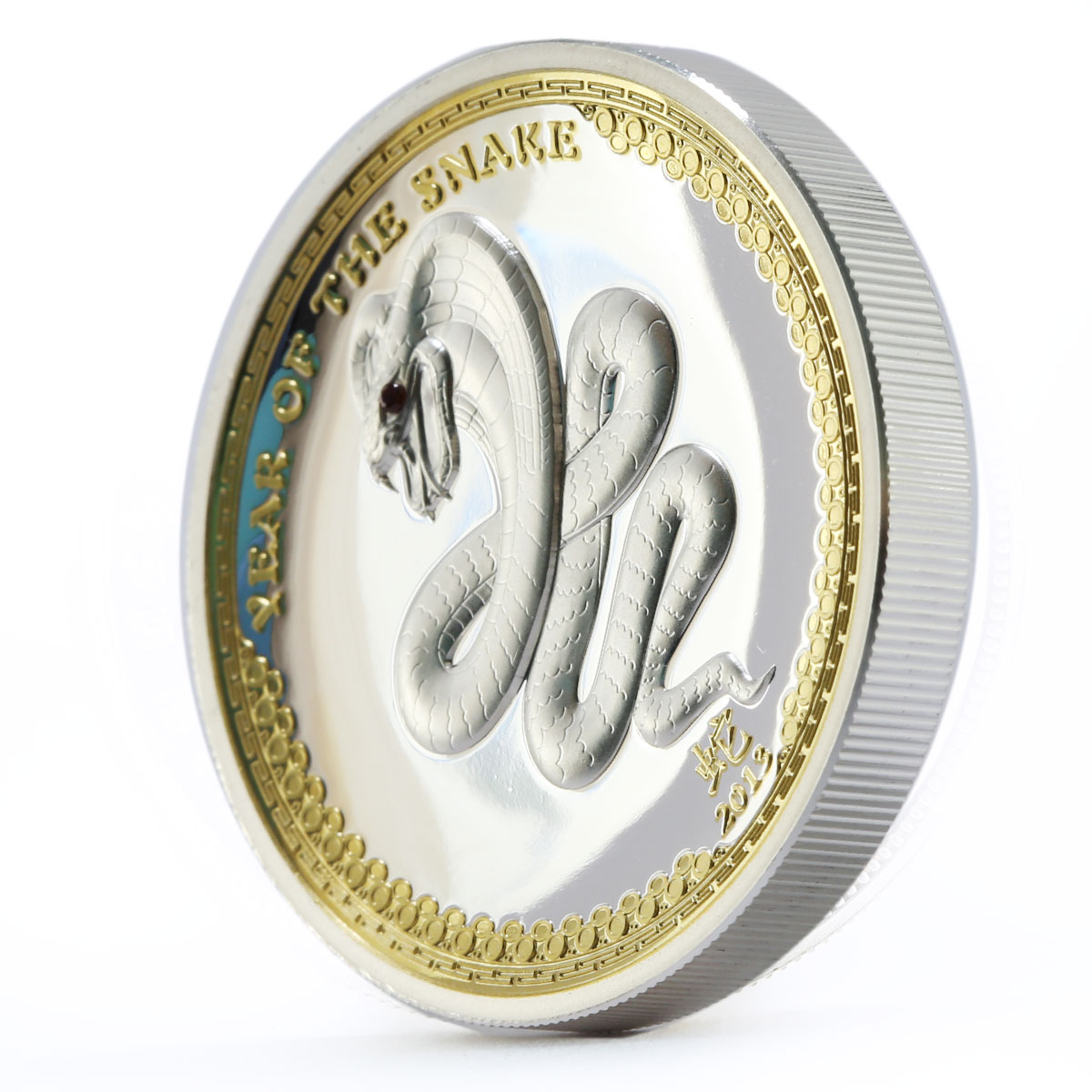 Palau 5 dollars Lunar Calendar series Year of the Snake gilded silver coin 2013