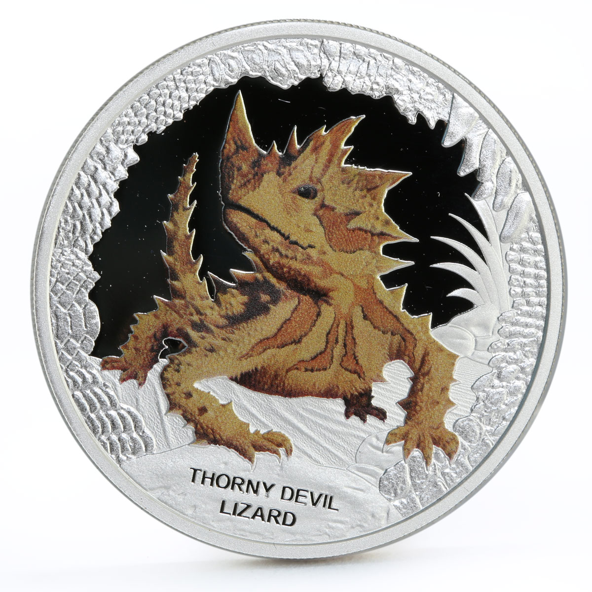 Tuvalu 1 dollar Reamarkable Reptiles series Thorny Devil Lizard silver coin 2014