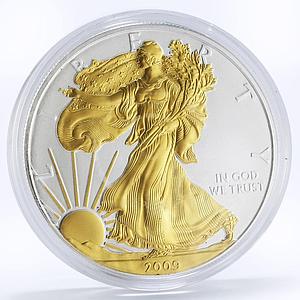 United States of America 1 dollar Liberty Freedom gilded silver coin 2009