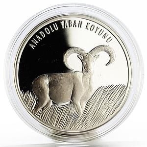 Turkey 20 lira Animal series Anatolian Mouflon proof silver coin 2005