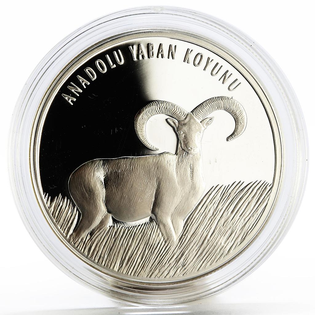 Turkey 20 lira Animal series Anatolian Mouflon proof silver coin 2005
