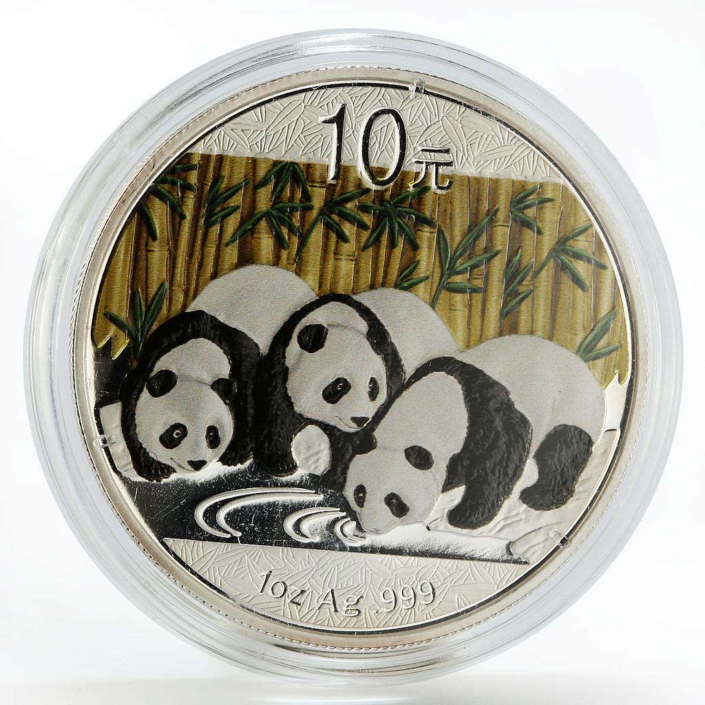China 10 yuan Panda Three Pandas Bambook silver coin 2013