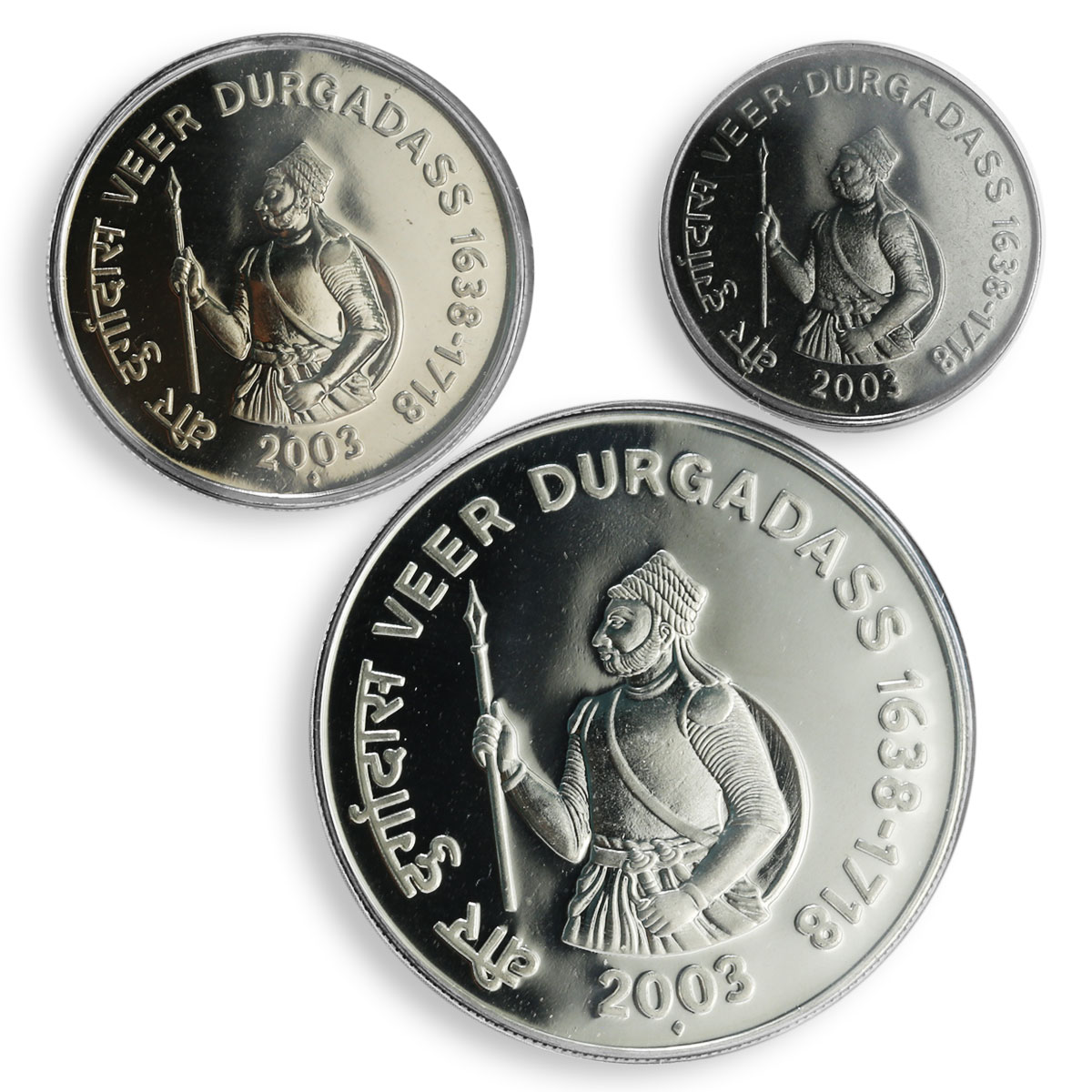 India set of 3 coins Veer Durgadass UNC 2003
