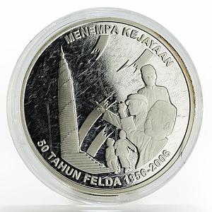 Malaysia 10 ringgit 50th Anniversary Tahun Felda silver coin 2006