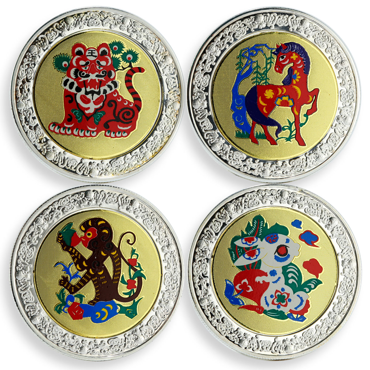 Malawi set 12 coins Chinese Zodiac Animals copper-nickel silverplated 2005