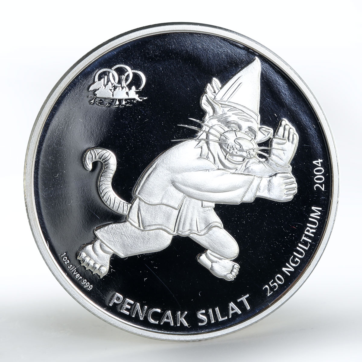 Bhutan 250 ngultrum Games Pencak Silat proof silver coin 2004