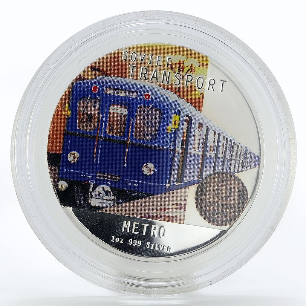 Niue 2 dollars Soviet Transport Metro proof colored silver coin 2010