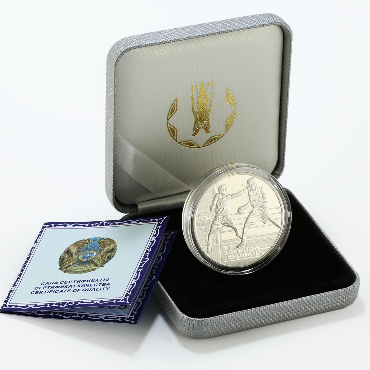 Kazakhstan 100 tenge World Boxing Championships silver coin 2013