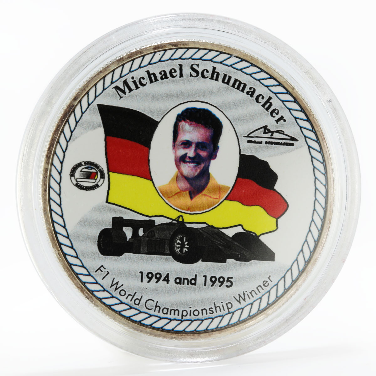 Uganda 2000 shillings F1 World Championship Winner Schumacher silver coin 1997