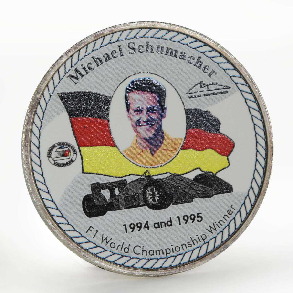 Uganda 2000 shillings F1 World Championship Winner Schumacher silver coin 1997