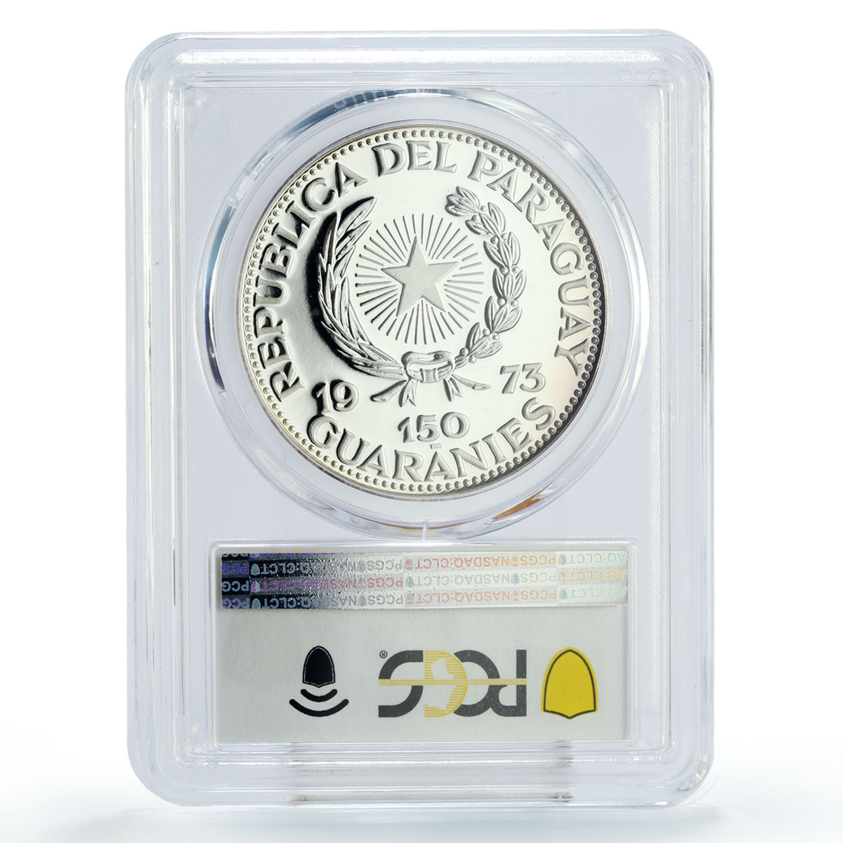Paraguay 150 guaranies Francisco Solano Lopez PR67 PCGS silver coin 1973