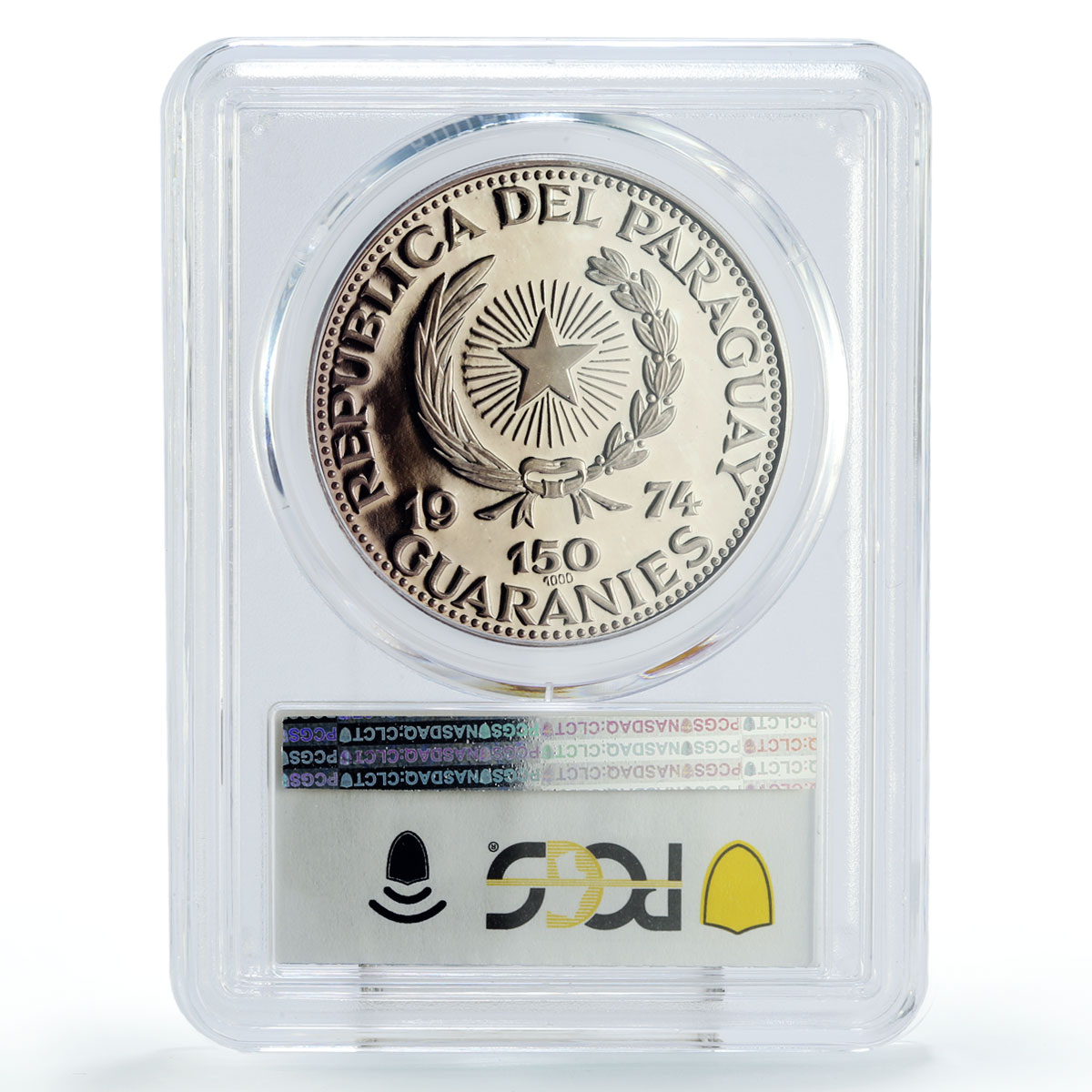Paraguay 150 guaranies Politician Abraham Lincoln PR68 PCGS silver coin 1974