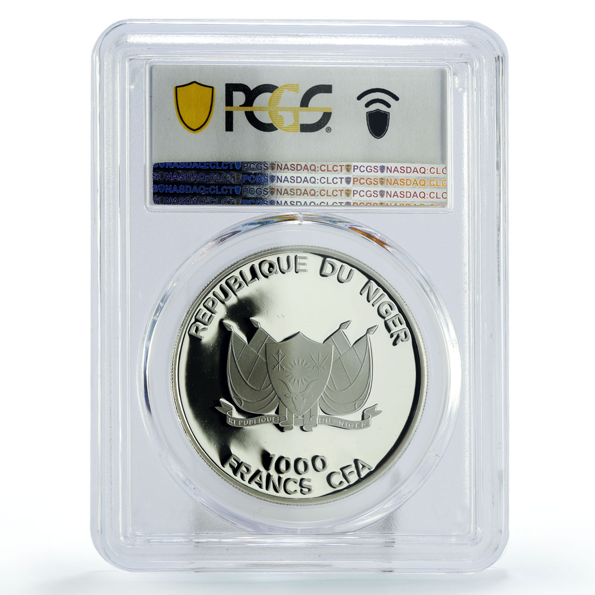 Niger 1000 francs Holy Quran Muslims Kaaba Islam PR70 PCGS silver coin 2012