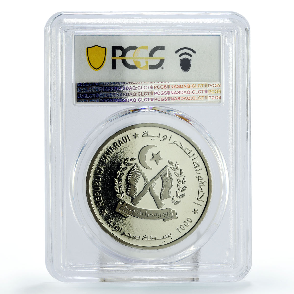 Saharawi 1000 pesetas 1st Man on Moon Neil Armstrong PR70 PCGS CuNi coin 1997