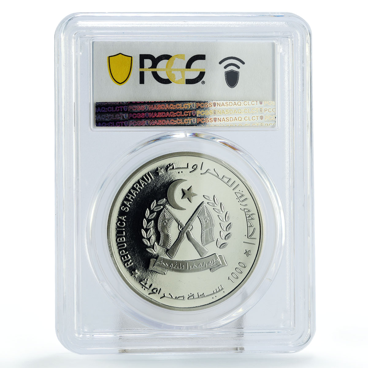 Saharawi 1000 pesetas Modern Olympics Pierre Coubertin PR69 PCGS CuNi coin 1997