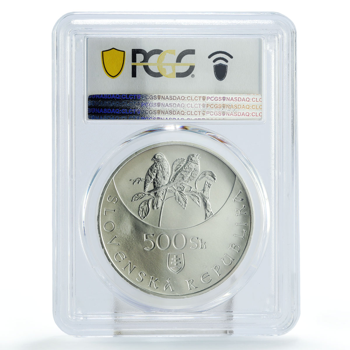 Slovakia 500 korun Kras National Park Two Birds Fauna MS69 PCGS silver coin 2005