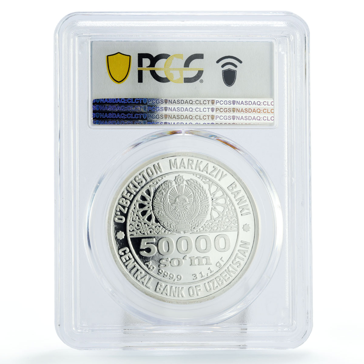 Uzbekistan 50000 som National Independence Dove Bird PR67 PCGS silver coin 2021