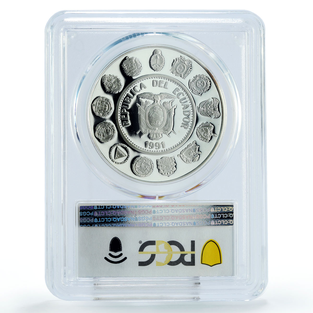 Ecuador 5000 sucres Columbus Ships Clippers PR69 PCGS silver coin 1991