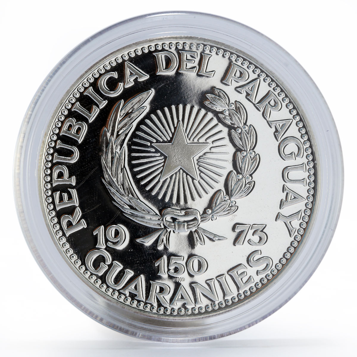 Paraguay 150 guaranies Bernardino Caballero silver coin 1973