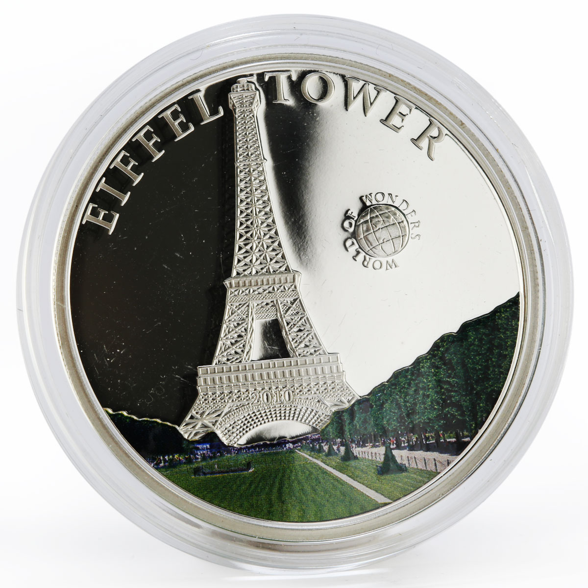 Palau 5 dollars World of Wonders Eiffeltower colored proof silver coin 2010