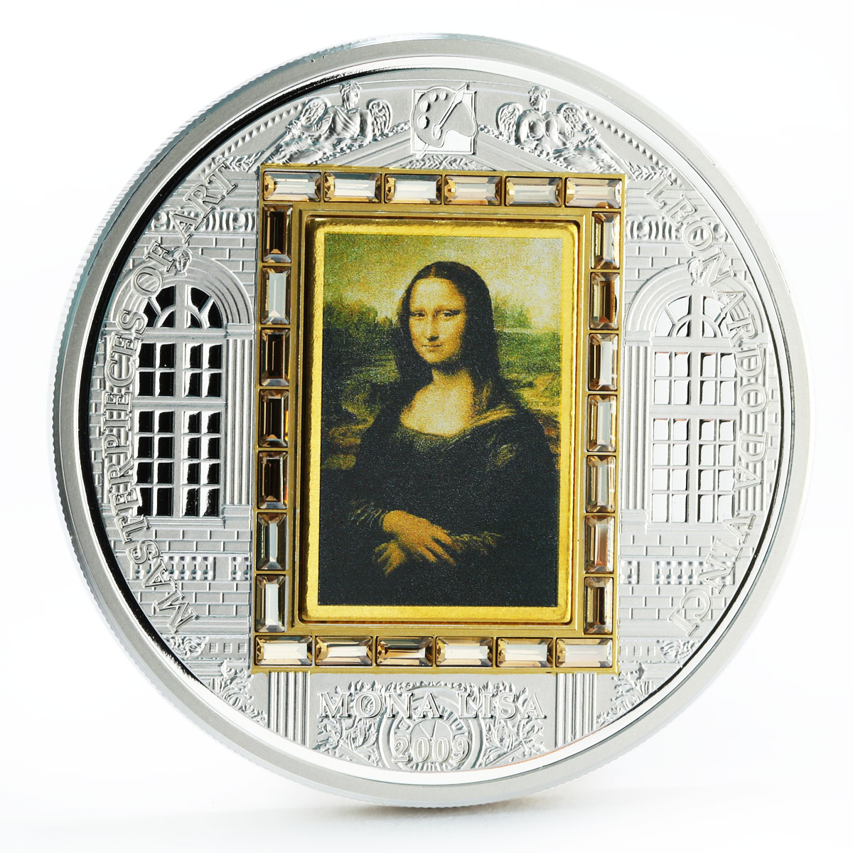 Cook Islands 20 dollars Da Vinci Art Mona Lisa silver coin 2009
