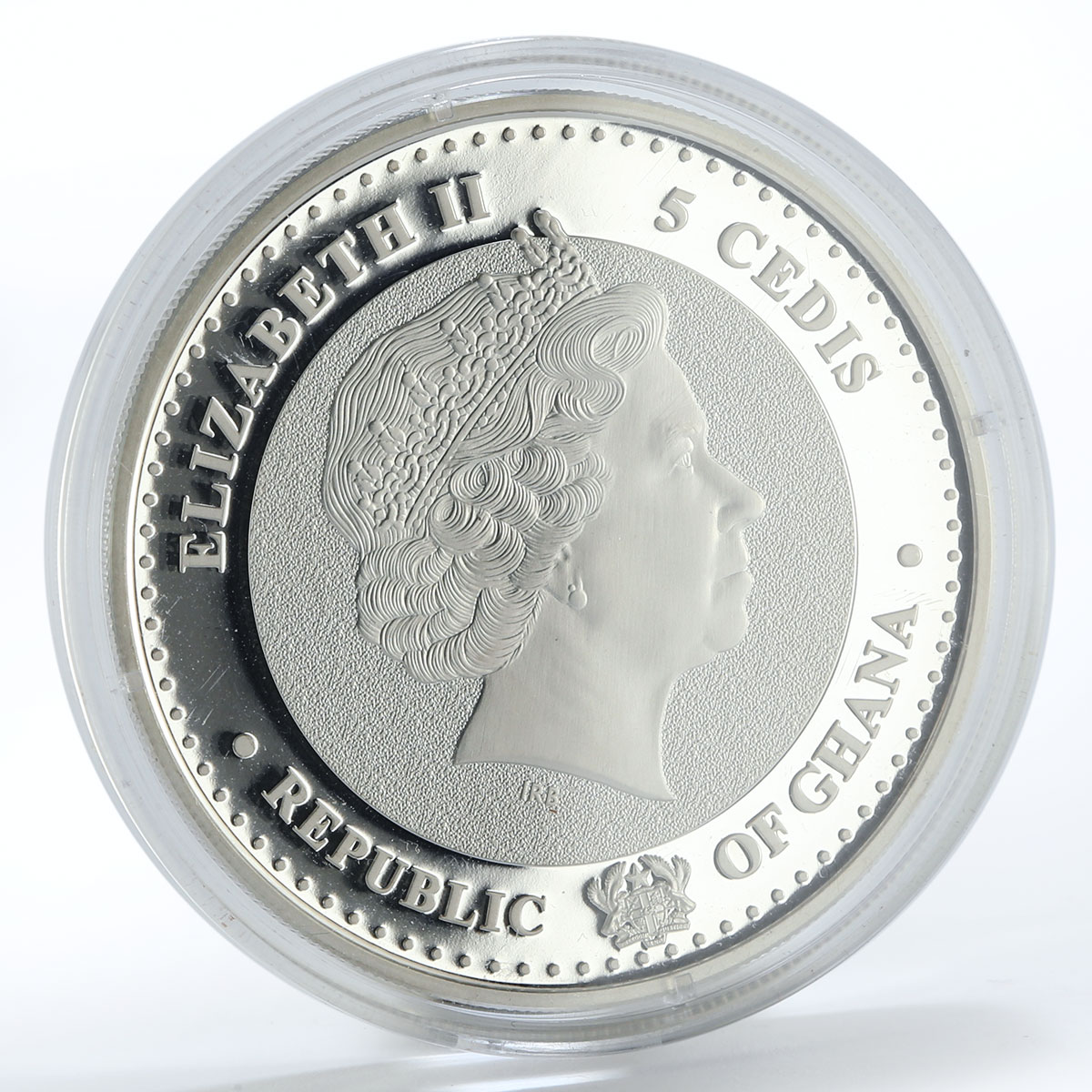 Ghana 5 cedis German Inventions Vacuum proof silver coin 2014