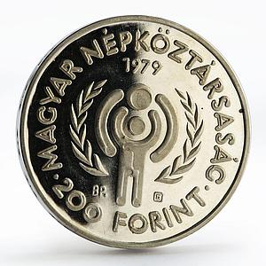 Hungary 200 forint International Year of Child piedfort proof silver coin 1979